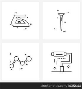 4 Universal Line Icons for Web and Mobile iron, business, sports, game, chart Vector Illustration