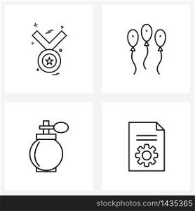 4 Universal Line Icons for Web and Mobile medal, aroma, award , celebration, cosmetic Vector Illustration