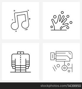 4 Universal Line Icons for Web and Mobile music, fashion, song, Halloween, wear Vector Illustration