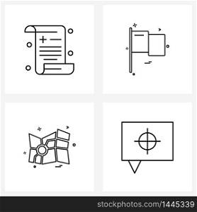 4 Universal Line Icons for Web and Mobile news, transport, flag, map, chatting Vector Illustration
