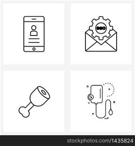 4 Universal Line Icons for Web and Mobile profile; pale; avatar; email; medical Vector Illustration