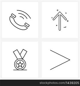 4 Universal Line Icons for Web and Mobile telephone, award, ringing, arrows, badge Vector Illustration