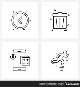 4 Universal Line Icons for Web and Mobile ui, dollar, left, user interface, fitness Vector Illustration