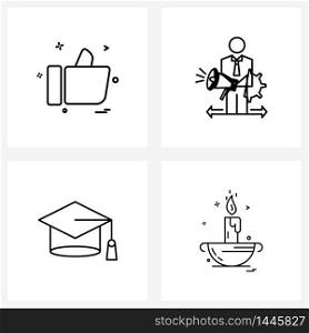 4 Universal Line Icons for Web and Mobile ui, school, avatar, college, candle Vector Illustration