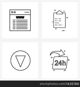 4 Universal Line Icons for Web and Mobile website, circle, network, cell, arrow Vector Illustration