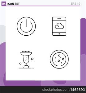 4 Universal Line Signs Symbols of button, food, gadgets, cloud, mardi gras Editable Vector Design Elements
