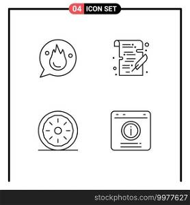 4 Universal Line Signs Symbols of chat, bakery, motivation, study, pie Editable Vector Design Elements