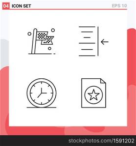 4 Universal Line Signs Symbols of check, interior, race, right, document Editable Vector Design Elements