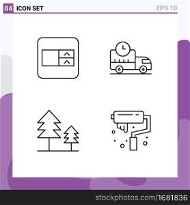 4 Universal Line Signs Symbols of form, trees, delivery, truck, arts Editable Vector Design Elements