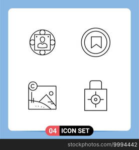 4 Universal Line Signs Symbols of manager, artwork, modern, plus, copyright Editable Vector Design Elements