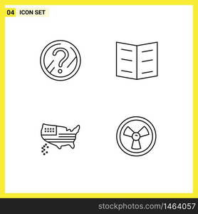 4 Universal Line Signs Symbols of question, thanksgiving, solution, education, biohazard Editable Vector Design Elements