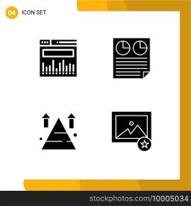 4 Universal Solid Glyph Signs Symbols of analytics, land, data, pie, sucess Editable Vector Design Elements