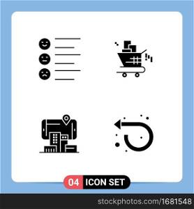 4 Universal Solid Glyph Signs Symbols of format, city, emojis, seo, audmented Editable Vector Design Elements