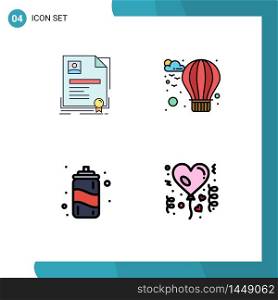 4 User Interface Filledline Flat Color Pack of modern Signs and Symbols of contract, water, agreement, balloon, affection Editable Vector Design Elements
