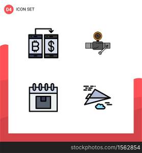 4 User Interface Filledline Flat Color Pack of modern Signs and Symbols of cashless, gage, transection, building, delivery Editable Vector Design Elements