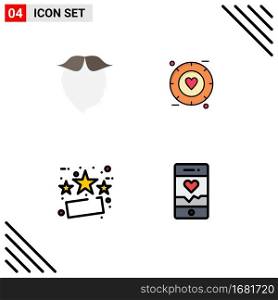 4 User Interface Filledline Flat Color Pack of modern Signs and Symbols of moustache, discount, beared, signal, percentage Editable Vector Design Elements