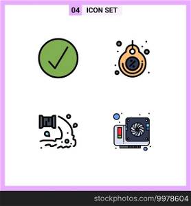 4 User Interface Filledline Flat Color Pack of modern Signs and Symbols of success, factory, multimedia, price, sewage Editable Vector Design Elements
