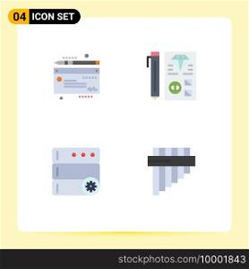 4 User Interface Flat Icon Pack of modern Signs and Symbols of money, options, coding, planning, flute Editable Vector Design Elements