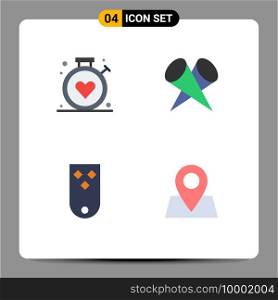4 User Interface Flat Icon Pack of modern Signs and Symbols of compass, insignia, medical, popular, rank Editable Vector Design Elements