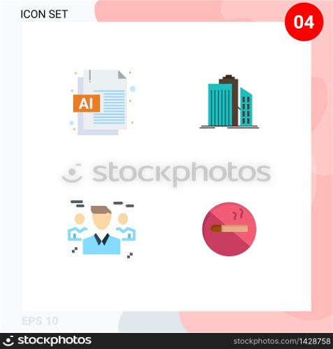 4 User Interface Flat Icon Pack of modern Signs and Symbols of ai, business, skyscraper, business, group Editable Vector Design Elements