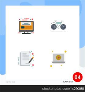 4 User Interface Flat Icon Pack of modern Signs and Symbols of monitor, contract, website design, movement, sign Editable Vector Design Elements