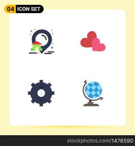 4 User Interface Flat Icon Pack of modern Signs and Symbols of estate, customer, real, loves, service Editable Vector Design Elements