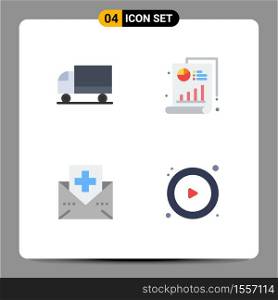 4 User Interface Flat Icon Pack of modern Signs and Symbols of car, disease, transport, bar, health Editable Vector Design Elements