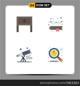 4 User Interface Flat Icon Pack of modern Signs and Symbols of end, spyglass, interior, education, astronomy Editable Vector Design Elements