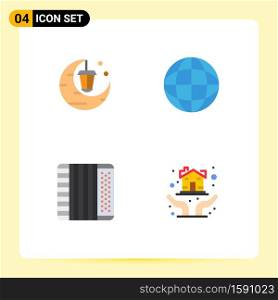 4 User Interface Flat Icon Pack of modern Signs and Symbols of celebrate, instrument, gift, security, hand Editable Vector Design Elements
