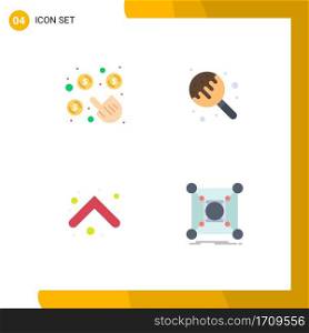 4 User Interface Flat Icon Pack of modern Signs and Symbols of click, arrows, money, sugar, direction Editable Vector Design Elements