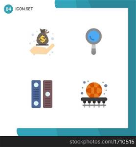 4 User Interface Flat Icon Pack of modern Signs and Symbols of business, document, management, building, ball Editable Vector Design Elements