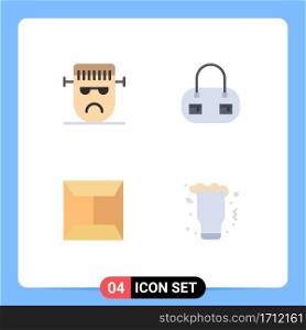4 User Interface Flat Icon Pack of modern Signs and Symbols of cartoon, post, frankenstein, fashion, night Editable Vector Design Elements