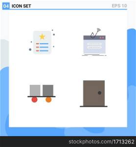 4 User Interface Flat Icon Pack of modern Signs and Symbols of card, theft, identity, internet, fork truck Editable Vector Design Elements