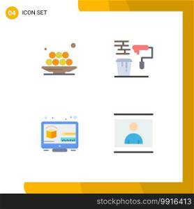 4 User Interface Flat Icon Pack of modern Signs and Symbols of food, tools, meal, paint, design Editable Vector Design Elements