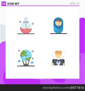 4 User Interface Flat Icon Pack of modern Signs and Symbols of beauty, fly, health, boy, international Editable Vector Design Elements