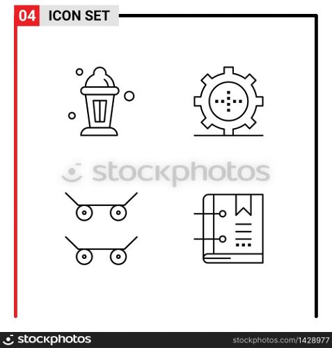 4 User Interface Line Pack of modern Signs and Symbols of abrahamic, sport, ramadan, set, bookmark Editable Vector Design Elements