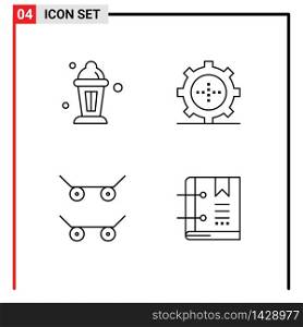 4 User Interface Line Pack of modern Signs and Symbols of abrahamic, sport, ramadan, set, bookmark Editable Vector Design Elements