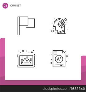 4 User Interface Line Pack of modern Signs and Symbols of basic, art, goal, mind, history Editable Vector Design Elements