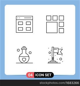 4 User Interface Line Pack of modern Signs and Symbols of communication, marriage, user, image, perfume Editable Vector Design Elements