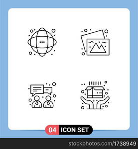 4 User Interface Line Pack of modern Signs and Symbols of data, business, network, photos, finance Editable Vector Design Elements