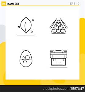 4 User Interface Line Pack of modern Signs and Symbols of ecology, gift, ball, pool, nature Editable Vector Design Elements