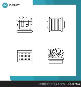 4 User Interface Line Pack of modern Signs and Symbols of school, vecation, education, instrument, holidays Editable Vector Design Elements