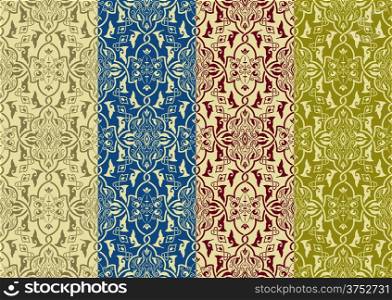 4 vector seamless patterns in eastern style, can be used as separate patterns, seamless patterns included in swatch menu