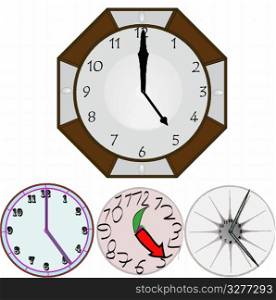 4 wall clock vector on white .