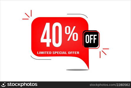 40% off limited offer. White and red banner with clearance details