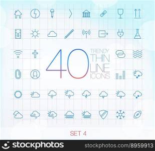 40 trendy thin icons for web and mobile set 4 vector image