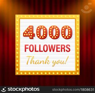 4000 followers, Thank You, social sites post. Thank you followers congratulation card. Vector stock illustration.. 4000 followers, Thank You, social sites post. Thank you followers congratulation card. Vector stock illustration