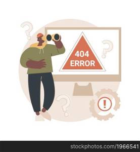 404 error abstract concept vector illustration. Error webpage, 404 template, browser download failure, page not found, server request, unavailable, website communication problem abstract metaphor.. 404 error abstract concept vector illustration.