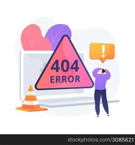 404 error abstract concept vector illustration. Error webpage, 404 template, browser download failure, page not found, server request, unavailable, website communication problem abstract metaphor.. 404 error abstract concept vector illustration.