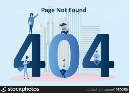 404 error,page not found- background,different people with smart gadgets,trendy style vector illustration.